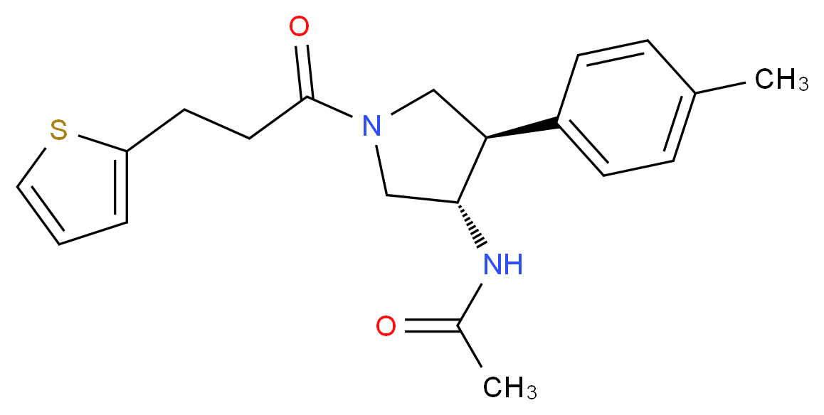 N-{(3S*,4R*)-4-(4-methylphenyl)-1-[3-(2-thienyl)propanoyl]-3-pyrrolidinyl}acetamide_Molecular_structure_CAS_)