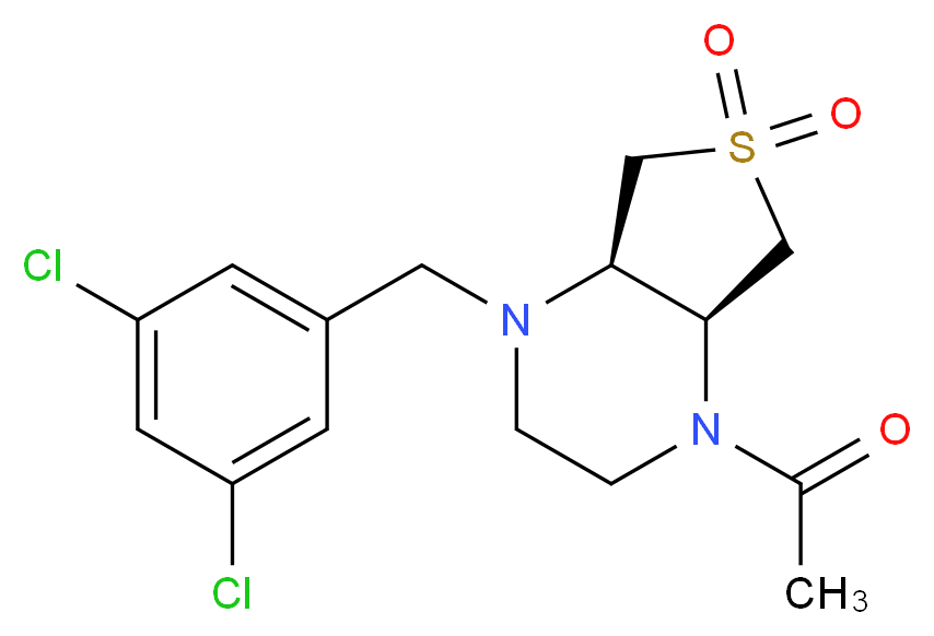 (4aR*,7aS*)-1-acetyl-4-(3,5-dichlorobenzyl)octahydrothieno[3,4-b]pyrazine 6,6-dioxide_Molecular_structure_CAS_)