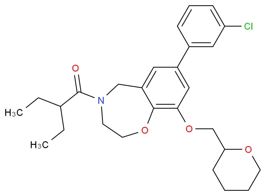 7-(3-chlorophenyl)-4-(2-ethylbutanoyl)-9-(tetrahydro-2H-pyran-2-ylmethoxy)-2,3,4,5-tetrahydro-1,4-benzoxazepine_Molecular_structure_CAS_)