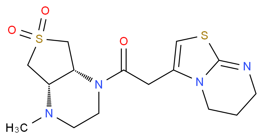 (4aS*,7aR*)-1-(6,7-dihydro-5H-[1,3]thiazolo[3,2-a]pyrimidin-3-ylacetyl)-4-methyloctahydrothieno[3,4-b]pyrazine 6,6-dioxide_Molecular_structure_CAS_)