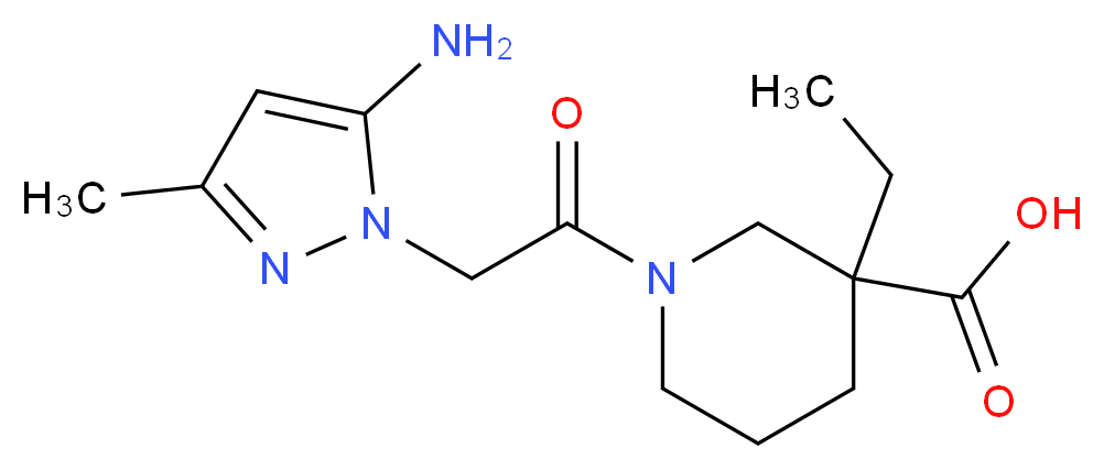 1-[(5-amino-3-methyl-1H-pyrazol-1-yl)acetyl]-3-ethylpiperidine-3-carboxylic acid_Molecular_structure_CAS_)