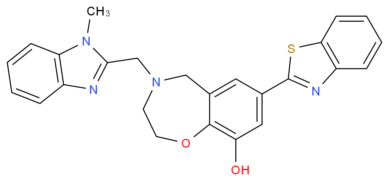 7-(1,3-benzothiazol-2-yl)-4-[(1-methyl-1H-benzimidazol-2-yl)methyl]-2,3,4,5-tetrahydro-1,4-benzoxazepin-9-ol_Molecular_structure_CAS_)