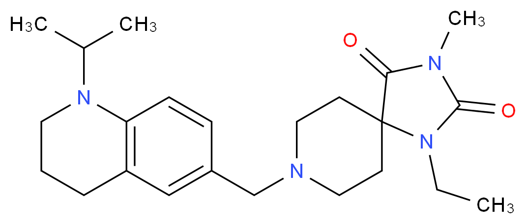 1-ethyl-8-[(1-isopropyl-1,2,3,4-tetrahydro-6-quinolinyl)methyl]-3-methyl-1,3,8-triazaspiro[4.5]decane-2,4-dione_Molecular_structure_CAS_)