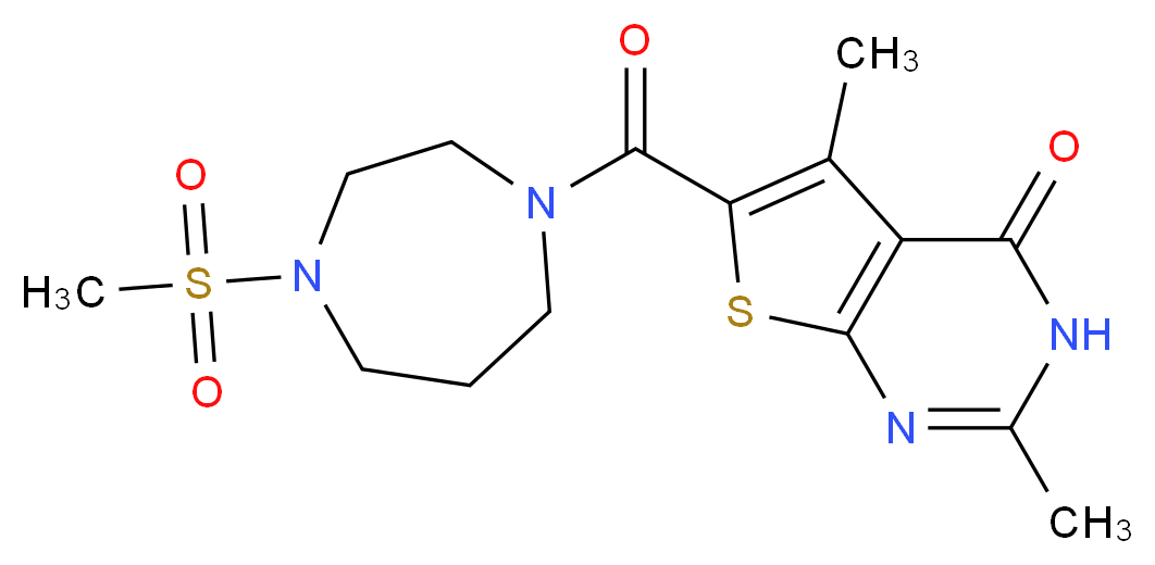 2,5-dimethyl-6-{[4-(methylsulfonyl)-1,4-diazepan-1-yl]carbonyl}thieno[2,3-d]pyrimidin-4(3H)-one_Molecular_structure_CAS_)