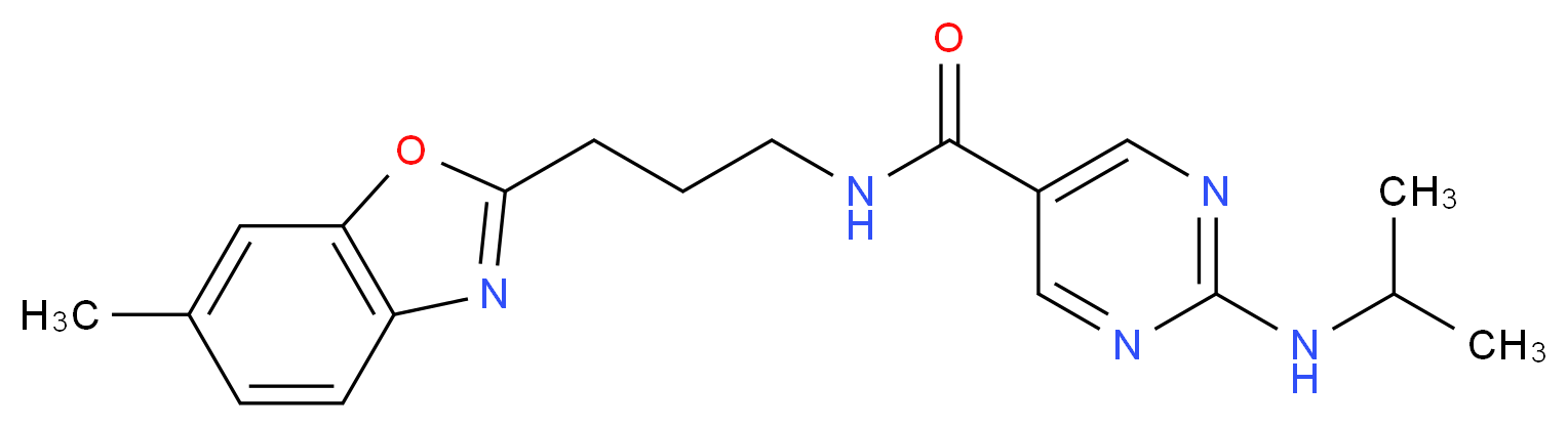 2-(isopropylamino)-N-[3-(6-methyl-1,3-benzoxazol-2-yl)propyl]pyrimidine-5-carboxamide_Molecular_structure_CAS_)