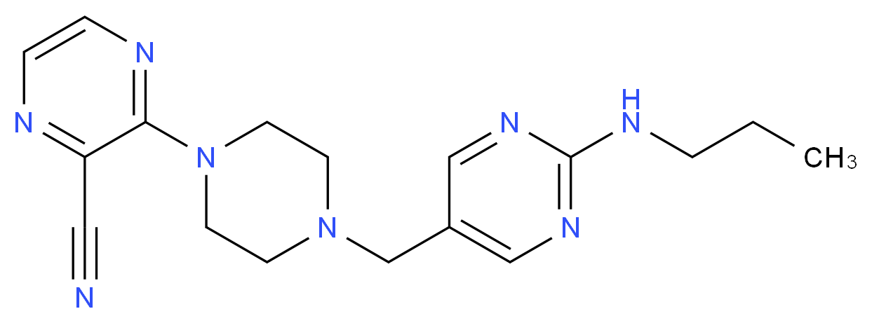 3-(4-{[2-(propylamino)pyrimidin-5-yl]methyl}piperazin-1-yl)pyrazine-2-carbonitrile_Molecular_structure_CAS_)
