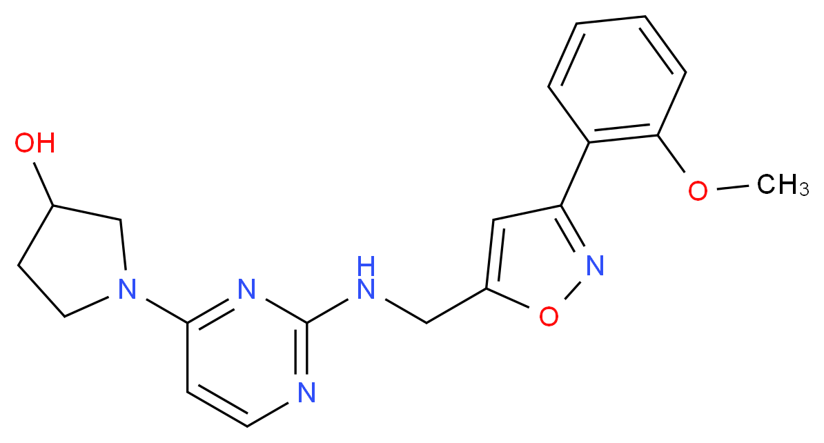 1-[2-({[3-(2-methoxyphenyl)isoxazol-5-yl]methyl}amino)pyrimidin-4-yl]pyrrolidin-3-ol_Molecular_structure_CAS_)