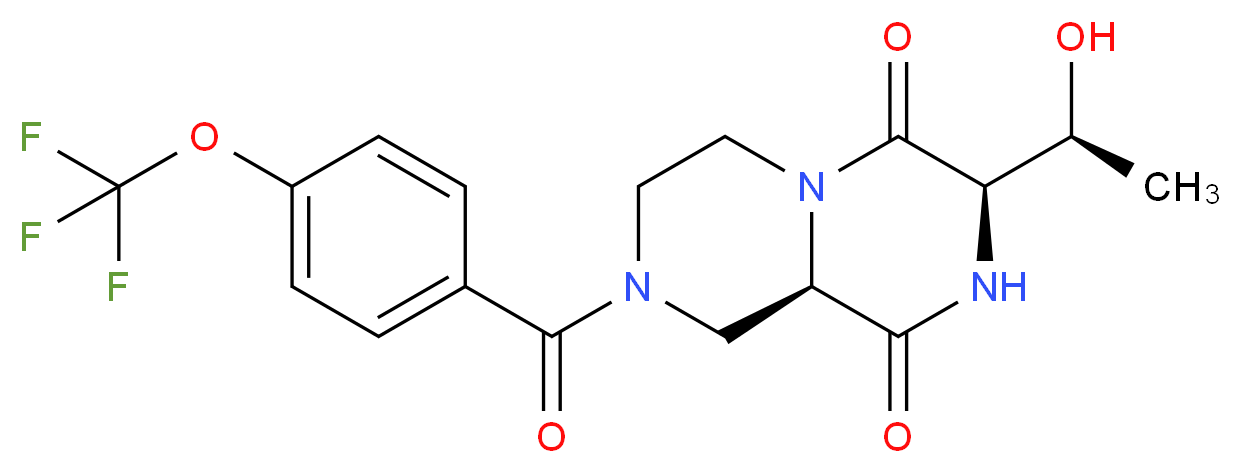 (3R,9aR)-3-[(1S)-1-hydroxyethyl]-8-[4-(trifluoromethoxy)benzoyl]tetrahydro-2H-pyrazino[1,2-a]pyrazine-1,4(3H,6H)-dione_Molecular_structure_CAS_)