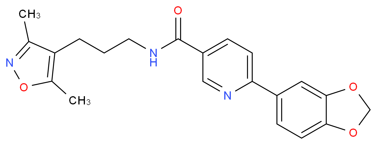 6-(1,3-benzodioxol-5-yl)-N-[3-(3,5-dimethylisoxazol-4-yl)propyl]nicotinamide_Molecular_structure_CAS_)