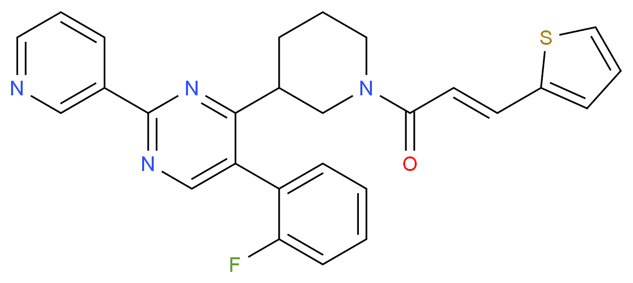 5-(2-fluorophenyl)-2-(3-pyridinyl)-4-{1-[(2E)-3-(2-thienyl)-2-propenoyl]-3-piperidinyl}pyrimidine_Molecular_structure_CAS_)
