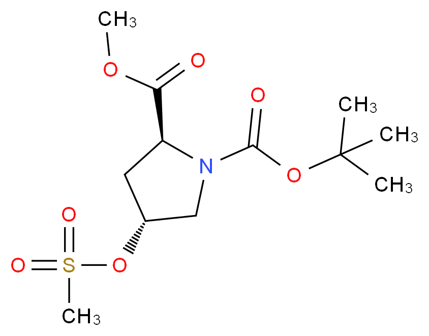(2S,4R)-1-tert-Butyl 2-methyl 4-((methylsulfonyl)oxy)pyrrolidine-1,2-dicarboxylate_Molecular_structure_CAS_84520-67-2)