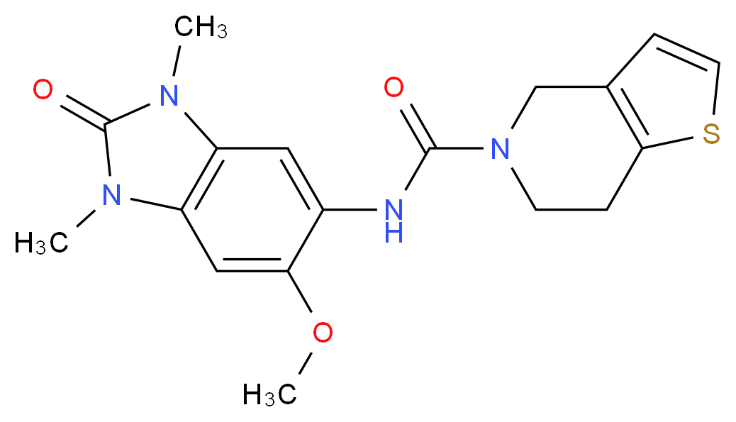 N-(6-methoxy-1,3-dimethyl-2-oxo-2,3-dihydro-1H-benzimidazol-5-yl)-6,7-dihydrothieno[3,2-c]pyridine-5(4H)-carboxamide_Molecular_structure_CAS_)