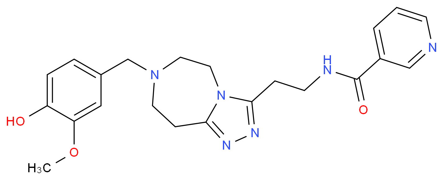 N-{2-[7-(4-hydroxy-3-methoxybenzyl)-6,7,8,9-tetrahydro-5H-[1,2,4]triazolo[4,3-d][1,4]diazepin-3-yl]ethyl}nicotinamide_Molecular_structure_CAS_)