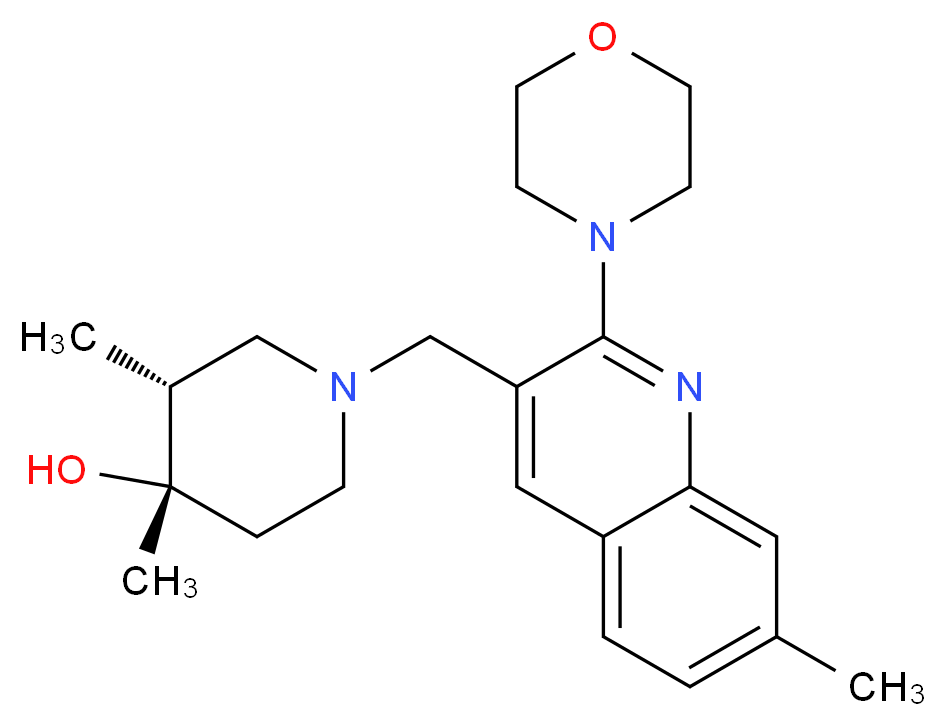 (3R*,4S*)-3,4-dimethyl-1-[(7-methyl-2-morpholin-4-ylquinolin-3-yl)methyl]piperidin-4-ol_Molecular_structure_CAS_)