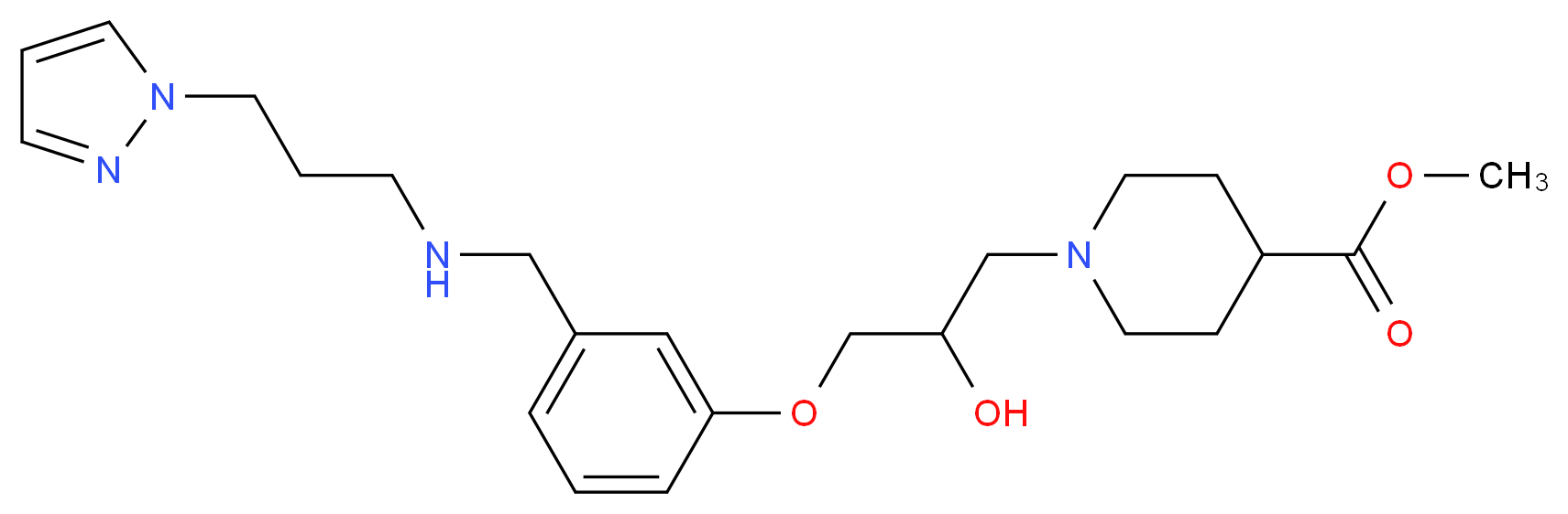 methyl 1-{2-hydroxy-3-[3-({[3-(1H-pyrazol-1-yl)propyl]amino}methyl)phenoxy]propyl}-4-piperidinecarboxylate_Molecular_structure_CAS_)