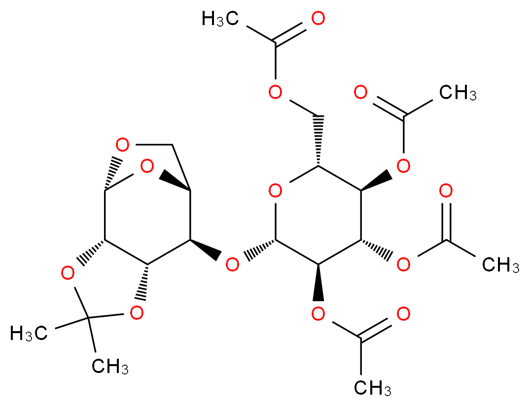 4-O-β-(2,3,4,6-Tetra-O-acetyl-D-galactopyranosyl)-(1',6'-anhydro-D-mannopyranoside)_Molecular_structure_CAS_)