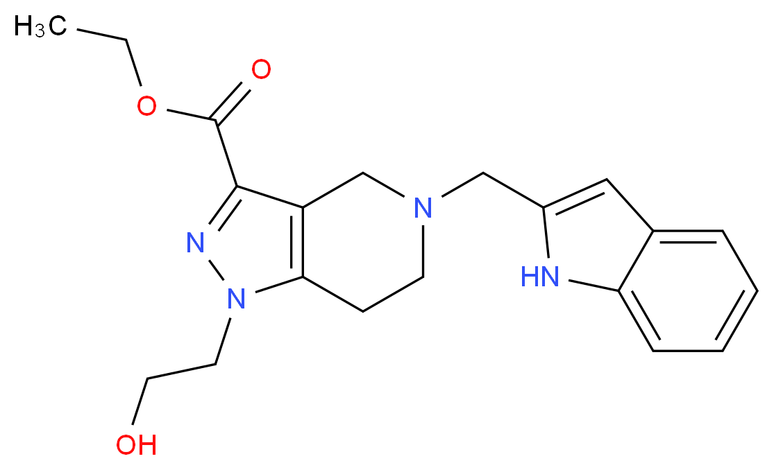 ethyl 1-(2-hydroxyethyl)-5-(1H-indol-2-ylmethyl)-4,5,6,7-tetrahydro-1H-pyrazolo[4,3-c]pyridine-3-carboxylate_Molecular_structure_CAS_)