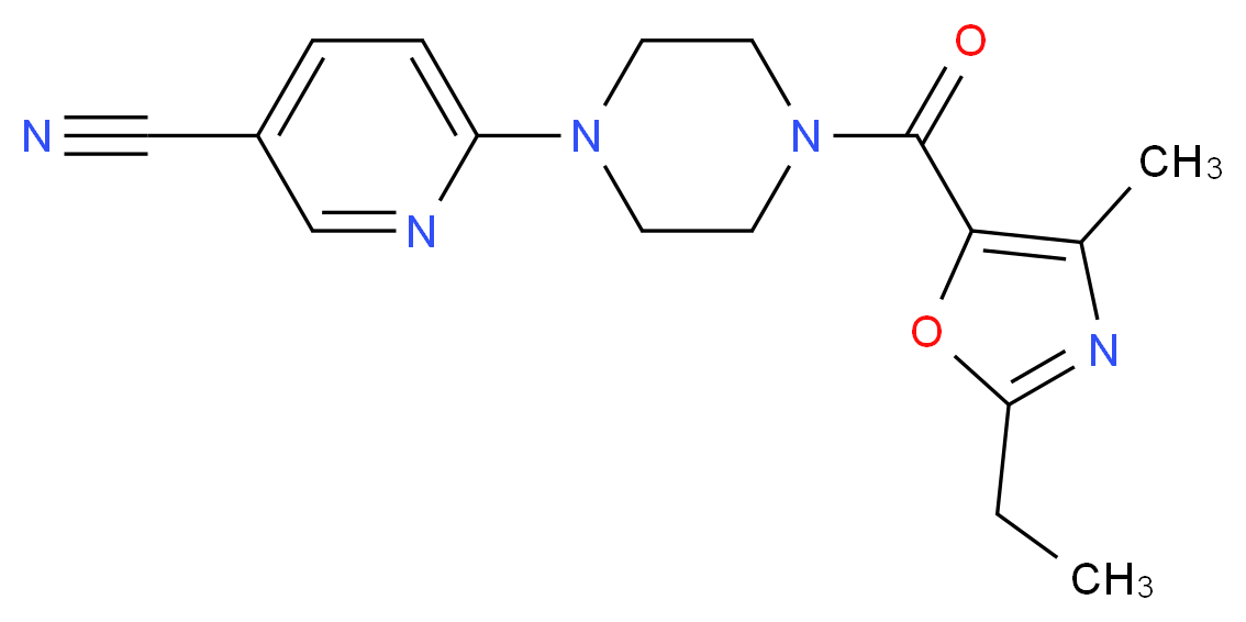 6-{4-[(2-ethyl-4-methyl-1,3-oxazol-5-yl)carbonyl]piperazin-1-yl}nicotinonitrile_Molecular_structure_CAS_)