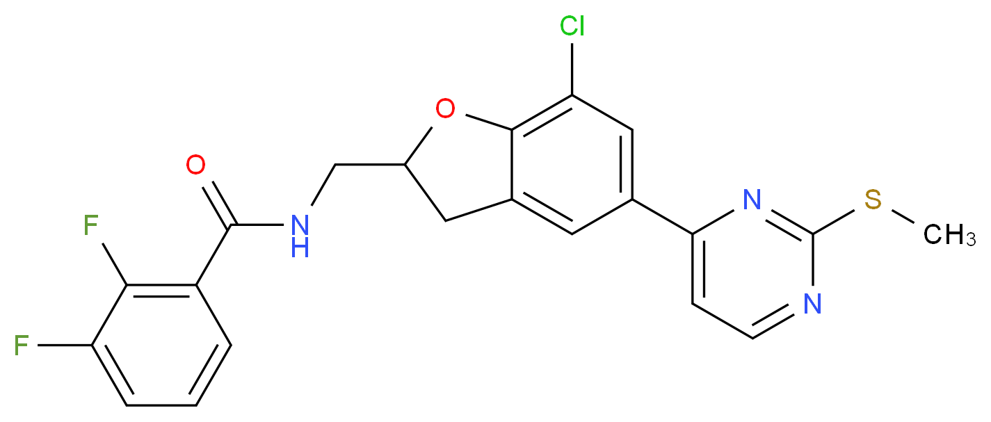 N-({7-chloro-5-[2-(methylthio)-4-pyrimidinyl]-2,3-dihydro-1-benzofuran-2-yl}methyl)-2,3-difluorobenzamide_Molecular_structure_CAS_)