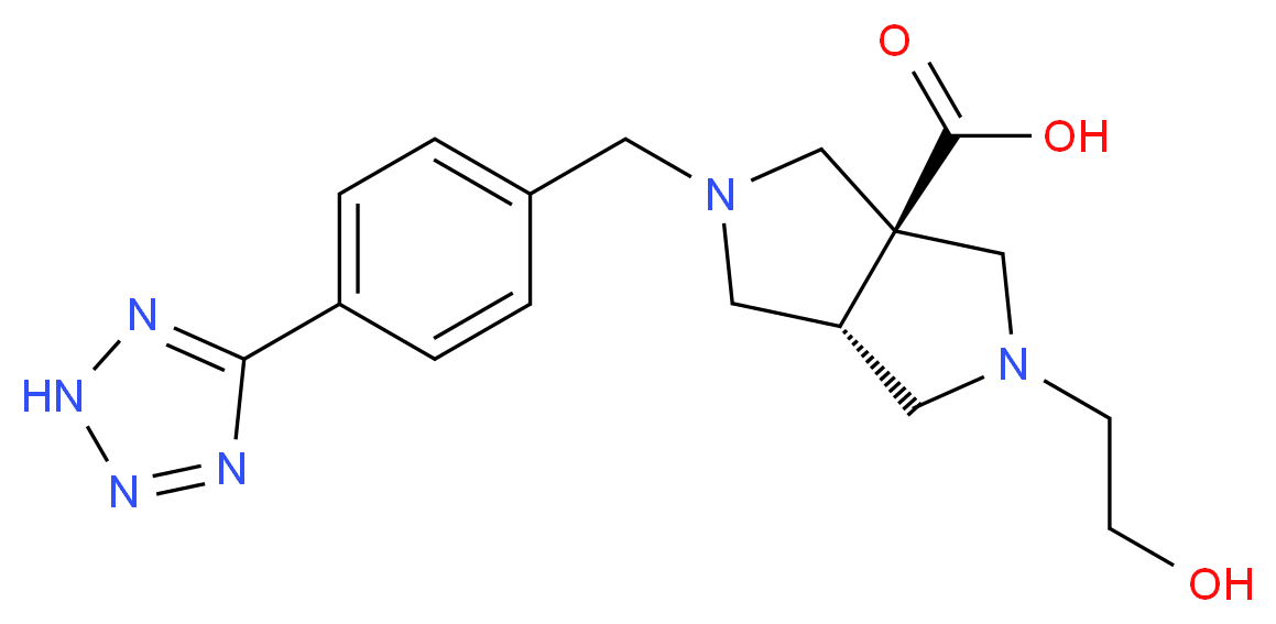 (3aS*,6aS*)-2-(2-hydroxyethyl)-5-[4-(2H-tetrazol-5-yl)benzyl]hexahydropyrrolo[3,4-c]pyrrole-3a(1H)-carboxylic acid_Molecular_structure_CAS_)