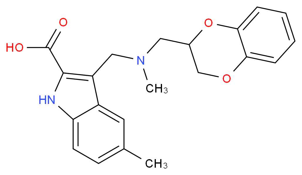 3-{[(2,3-dihydro-1,4-benzodioxin-2-ylmethyl)(methyl)amino]methyl}-5-methyl-1H-indole-2-carboxylic acid_Molecular_structure_CAS_)