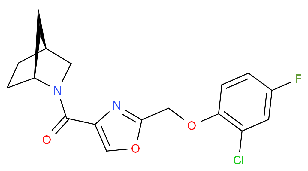 (1S*,4S*)-2-({2-[(2-chloro-4-fluorophenoxy)methyl]-1,3-oxazol-4-yl}carbonyl)-2-azabicyclo[2.2.1]heptane_Molecular_structure_CAS_)