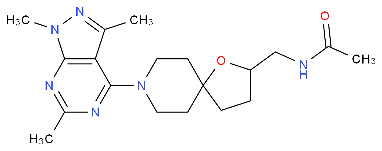 N-{[8-(1,3,6-trimethyl-1H-pyrazolo[3,4-d]pyrimidin-4-yl)-1-oxa-8-azaspiro[4.5]dec-2-yl]methyl}acetamide_Molecular_structure_CAS_)