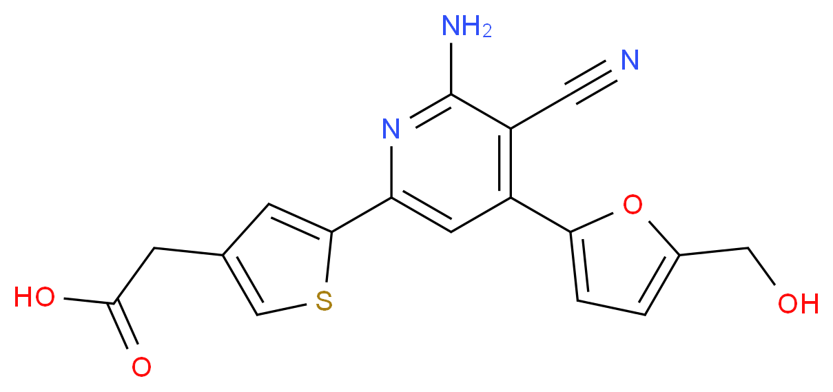 (5-{6-amino-5-cyano-4-[5-(hydroxymethyl)-2-furyl]pyridin-2-yl}-3-thienyl)acetic acid_Molecular_structure_CAS_)