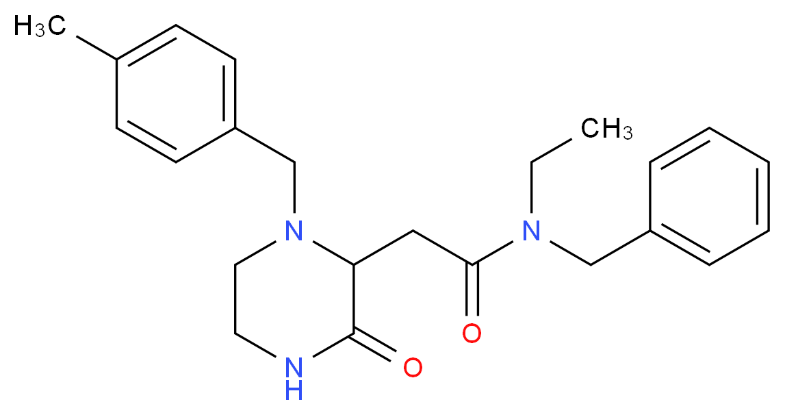 N-benzyl-N-ethyl-2-[1-(4-methylbenzyl)-3-oxo-2-piperazinyl]acetamide_Molecular_structure_CAS_)