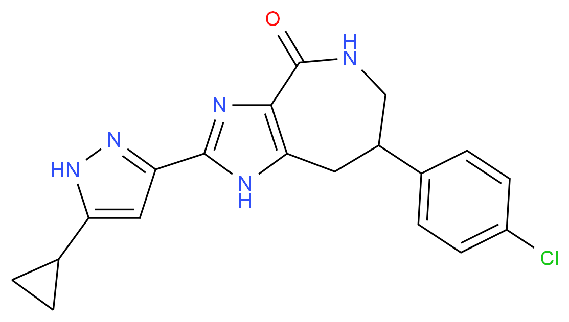 7-(4-chlorophenyl)-2-(5-cyclopropyl-1H-pyrazol-3-yl)-5,6,7,8-tetrahydroimidazo[4,5-c]azepin-4(1H)-one_Molecular_structure_CAS_)