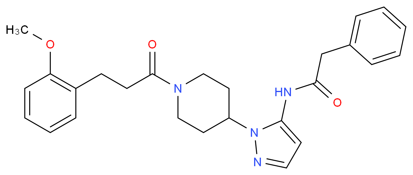 N-(1-{1-[3-(2-methoxyphenyl)propanoyl]-4-piperidinyl}-1H-pyrazol-5-yl)-2-phenylacetamide_Molecular_structure_CAS_)
