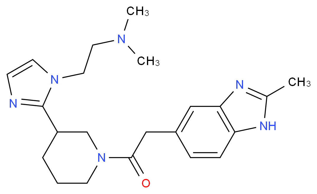 N,N-dimethyl-2-(2-{1-[(2-methyl-1H-benzimidazol-5-yl)acetyl]piperidin-3-yl}-1H-imidazol-1-yl)ethanamine_Molecular_structure_CAS_)