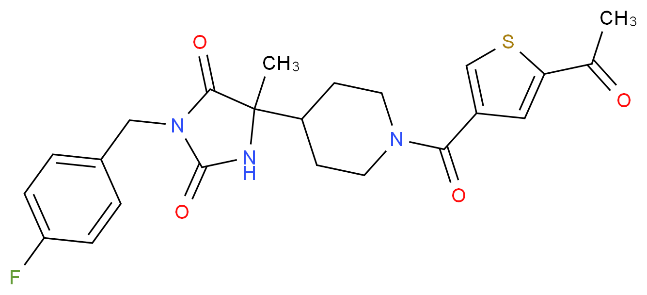 5-{1-[(5-acetyl-3-thienyl)carbonyl]-4-piperidinyl}-3-(4-fluorobenzyl)-5-methyl-2,4-imidazolidinedione_Molecular_structure_CAS_)