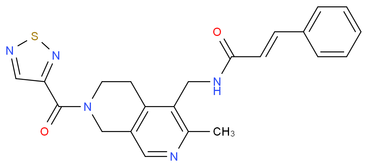 (2E)-N-{[3-methyl-7-(1,2,5-thiadiazol-3-ylcarbonyl)-5,6,7,8-tetrahydro-2,7-naphthyridin-4-yl]methyl}-3-phenylacrylamide_Molecular_structure_CAS_)