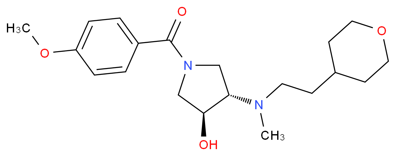 (3S*,4S*)-1-(4-methoxybenzoyl)-4-{methyl[2-(tetrahydro-2H-pyran-4-yl)ethyl]amino}-3-pyrrolidinol_Molecular_structure_CAS_)