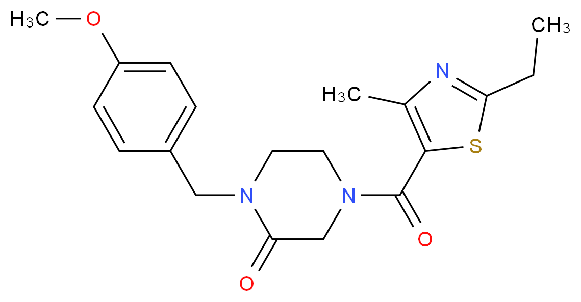 4-[(2-ethyl-4-methyl-1,3-thiazol-5-yl)carbonyl]-1-(4-methoxybenzyl)-2-piperazinone_Molecular_structure_CAS_)