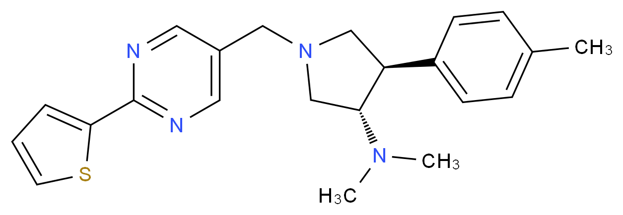 (3S*,4R*)-N,N-dimethyl-4-(4-methylphenyl)-1-{[2-(2-thienyl)pyrimidin-5-yl]methyl}pyrrolidin-3-amine_Molecular_structure_CAS_)