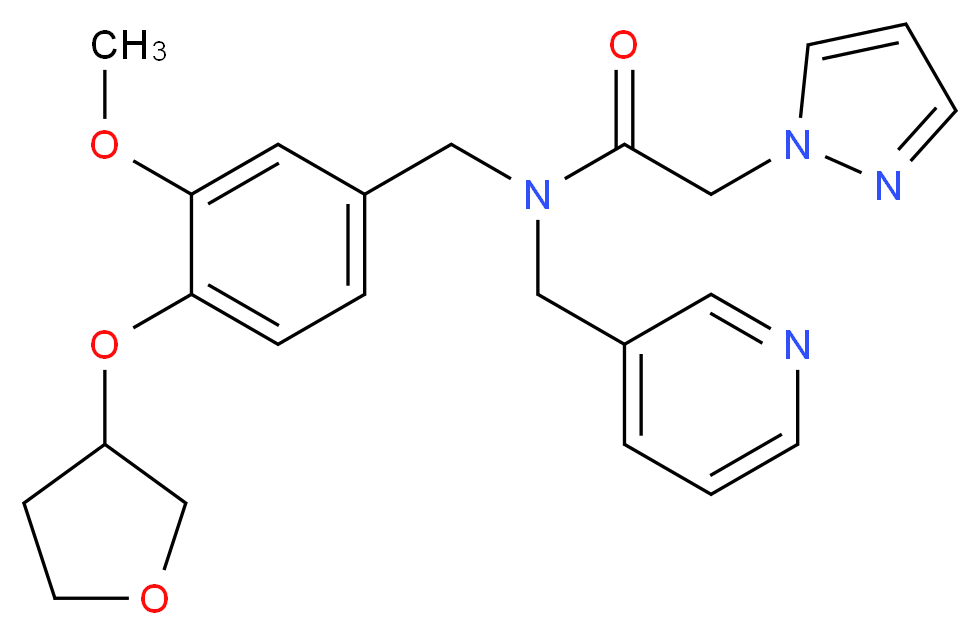 N-[3-methoxy-4-(tetrahydro-3-furanyloxy)benzyl]-2-(1H-pyrazol-1-yl)-N-(3-pyridinylmethyl)acetamide_Molecular_structure_CAS_)