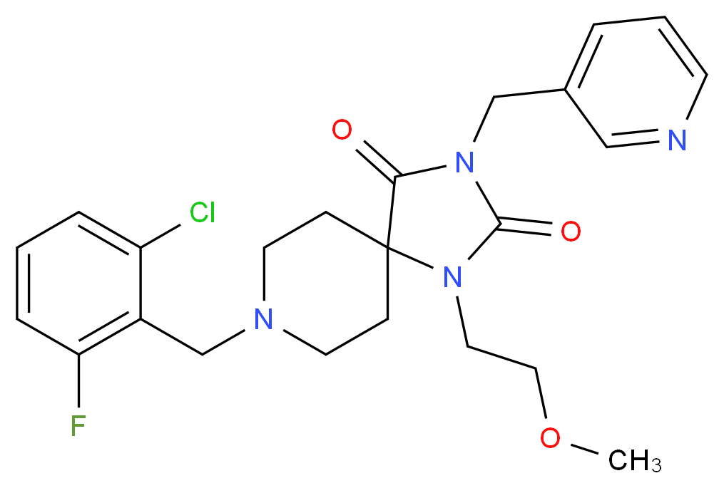 8-(2-chloro-6-fluorobenzyl)-1-(2-methoxyethyl)-3-(3-pyridinylmethyl)-1,3,8-triazaspiro[4.5]decane-2,4-dione_Molecular_structure_CAS_)