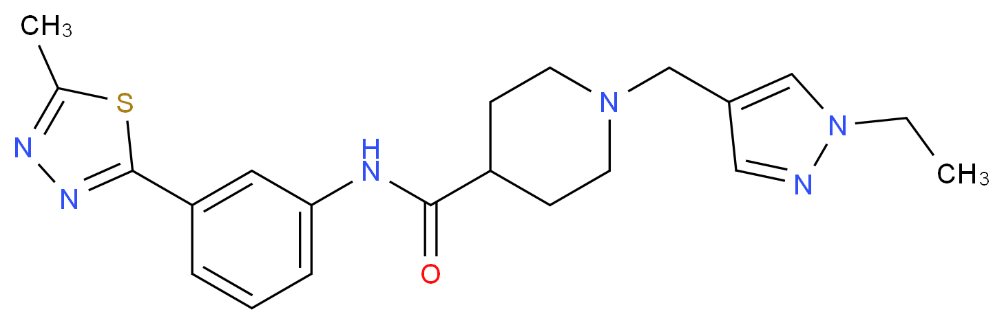 1-[(1-ethyl-1H-pyrazol-4-yl)methyl]-N-[3-(5-methyl-1,3,4-thiadiazol-2-yl)phenyl]-4-piperidinecarboxamide_Molecular_structure_CAS_)