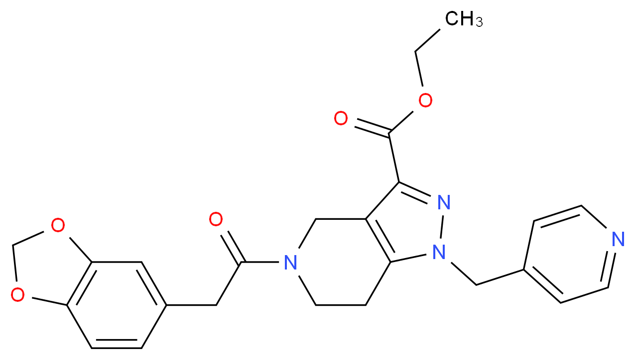 ethyl 5-(1,3-benzodioxol-5-ylacetyl)-1-(4-pyridinylmethyl)-4,5,6,7-tetrahydro-1H-pyrazolo[4,3-c]pyridine-3-carboxylate_Molecular_structure_CAS_)