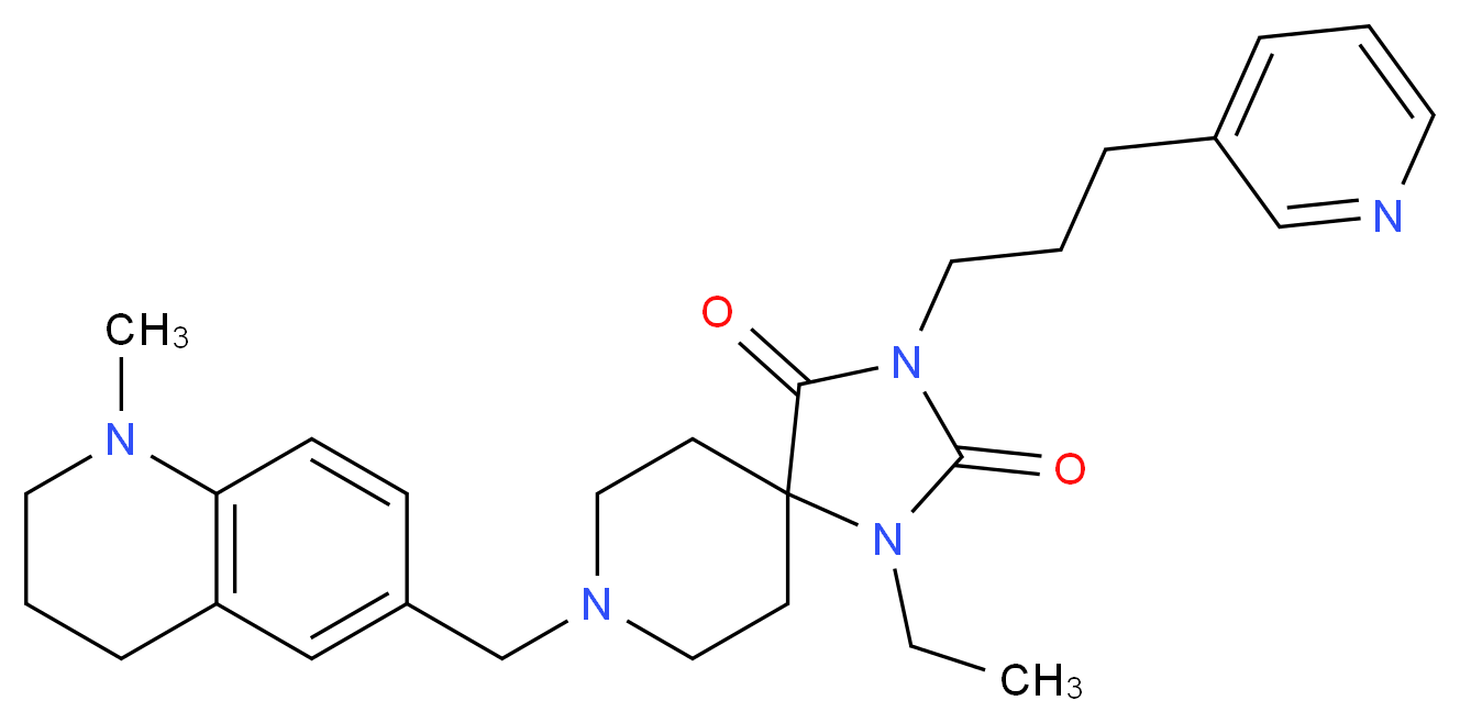 1-ethyl-8-[(1-methyl-1,2,3,4-tetrahydro-6-quinolinyl)methyl]-3-[3-(3-pyridinyl)propyl]-1,3,8-triazaspiro[4.5]decane-2,4-dione_Molecular_structure_CAS_)