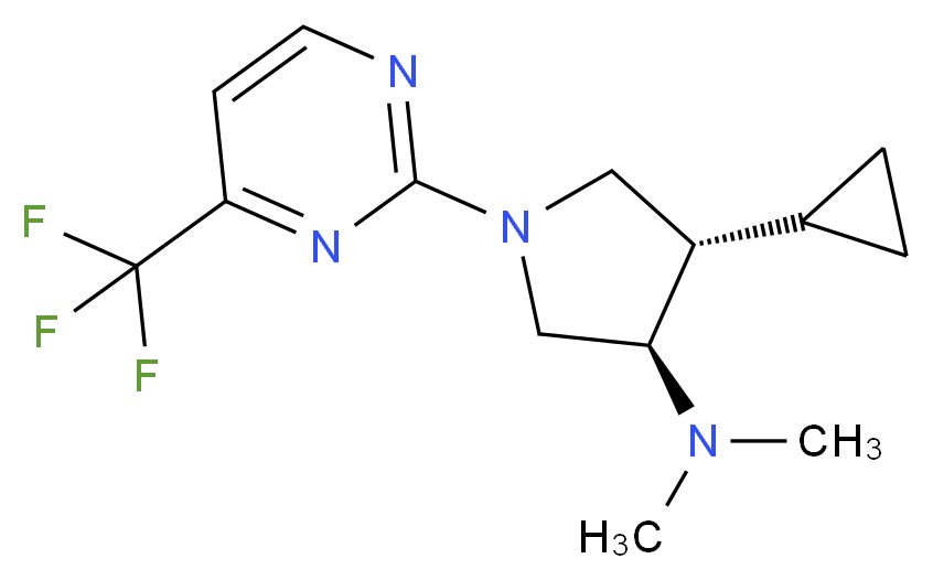 (3R*,4S*)-4-cyclopropyl-N,N-dimethyl-1-[4-(trifluoromethyl)-2-pyrimidinyl]-3-pyrrolidinamine_Molecular_structure_CAS_)