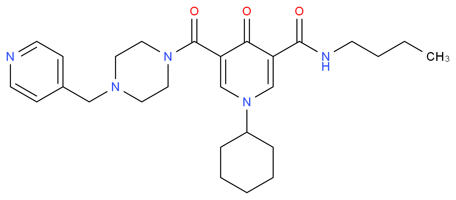 N-butyl-1-cyclohexyl-4-oxo-5-{[4-(4-pyridinylmethyl)-1-piperazinyl]carbonyl}-1,4-dihydro-3-pyridinecarboxamide_Molecular_structure_CAS_)
