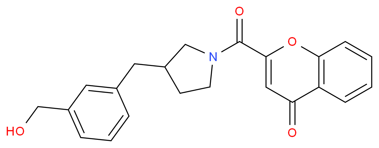 2-({3-[3-(hydroxymethyl)benzyl]pyrrolidin-1-yl}carbonyl)-4H-chromen-4-one_Molecular_structure_CAS_)