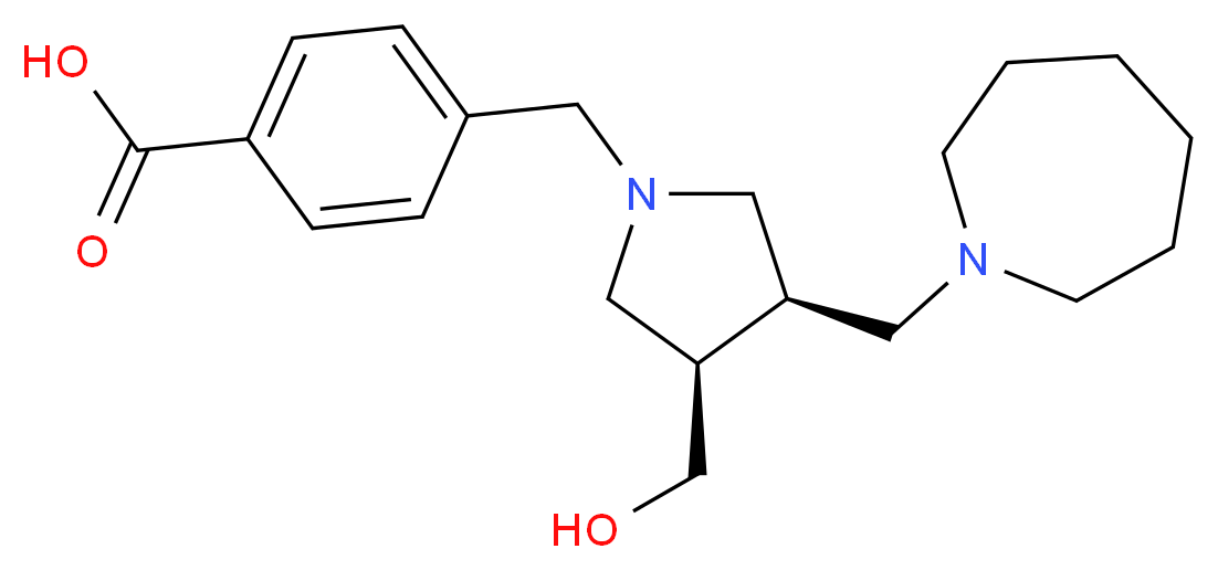 4-{[(3R*,4R*)-3-(azepan-1-ylmethyl)-4-(hydroxymethyl)pyrrolidin-1-yl]methyl}benzoic acid_Molecular_structure_CAS_)