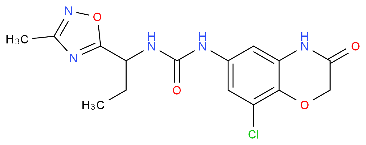 N-(8-chloro-3-oxo-3,4-dihydro-2H-1,4-benzoxazin-6-yl)-N'-[1-(3-methyl-1,2,4-oxadiazol-5-yl)propyl]urea_Molecular_structure_CAS_)