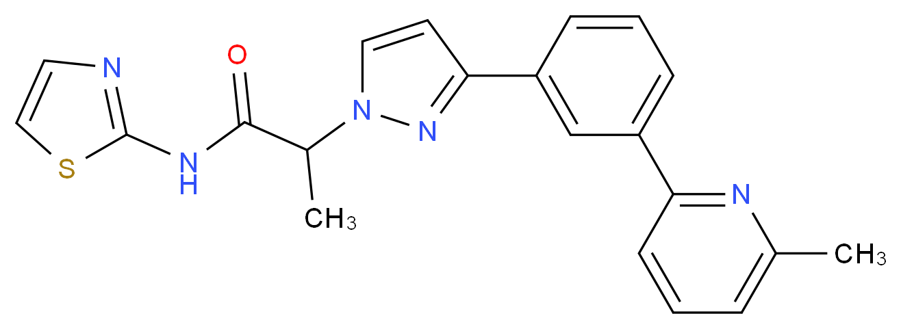 2-{3-[3-(6-methyl-2-pyridinyl)phenyl]-1H-pyrazol-1-yl}-N-1,3-thiazol-2-ylpropanamide_Molecular_structure_CAS_)