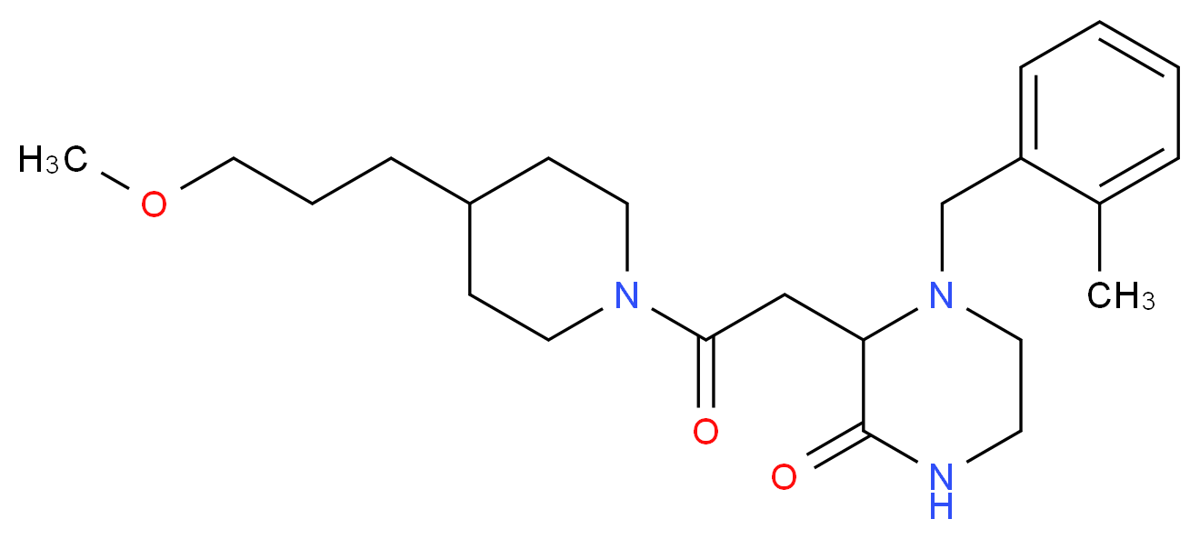 3-{2-[4-(3-methoxypropyl)-1-piperidinyl]-2-oxoethyl}-4-(2-methylbenzyl)-2-piperazinone_Molecular_structure_CAS_)
