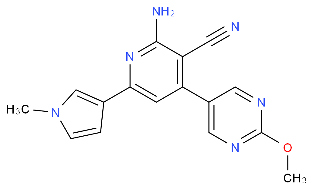 2-amino-4-(2-methoxypyrimidin-5-yl)-6-(1-methyl-1H-pyrrol-3-yl)nicotinonitrile_Molecular_structure_CAS_)